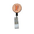 Carolines Treasures Letter F Chevron Orange and Regalia Retractable Badge Reel CJ1062-FBR